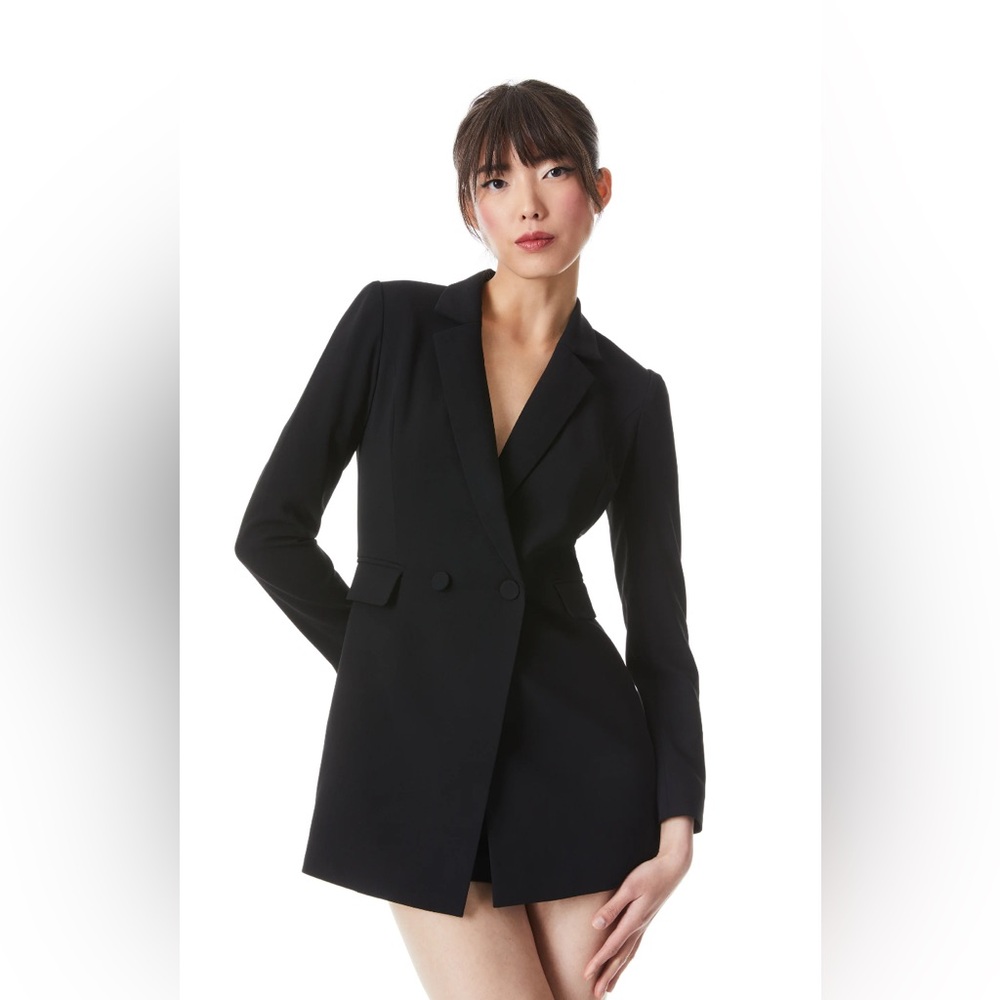 Alice + Olivia Classic Black Kyrie Notched Collar Tuxedo Romper NWT